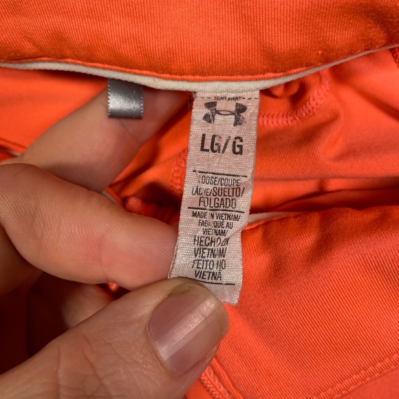 Under Armour Womens Large Neon Orange Quarter Zip Long Sleeve Loose Fit Pullover - Picture 4 of 7